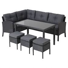 Save £10.00 (5%) add to basket. Black Orlando Outdoor Corner Sofa Dining Set 5 Piece Outdoor Garden George At Asda