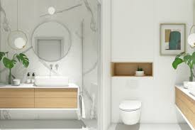 Denah kamar mandi yang memiliki fasilitas lengkap mulai dari toilet, washtafle, shower hingga bathtub membutuhkan ruangan minimal 190 cm x 225 cm. 45 Desain Kamar Mandi Minimalis Modern Sederhana Cantik