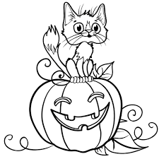 coloriage chat sur une citrouille d halloween en ligne gratuit a imprimer coloriages simples