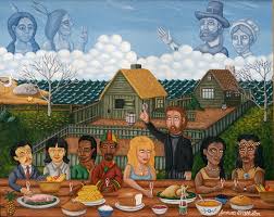 Thanksgiving day is a day for people in the us to give thanks for what they have. Thanksgiving Day Feast At Plymouth Village Plymouth Massachusetts Painting By Joshua Mac Allistar