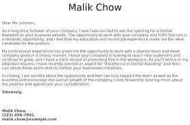Dental Assistant Cover Letter Examples Samples Templates Resume Com