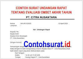 Contoh Surat Undangan Rapat Tentang Evaluasi Omset Akhir Tahun Surat Undangan Pimpinan
