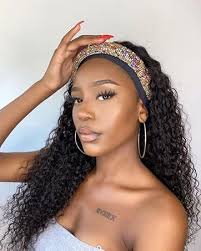 Amazon.com : NICMISS Headband Wig Human Hair Deep Wave 16 Inch Curly  Headband Wigs for Black Women Human Hair Glueless None Lace Front Wig  Brazilian Virgin Hair Wear and Go Wigs 150%