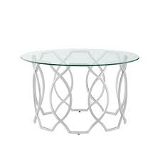 Modern coffee table glass living room with lower shelf storage small round black. Posh Living Nadia Round Glass Top Coffee Table In Silver Nct126 25sr Cx