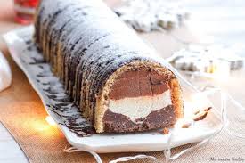 Buche Glacee A La Vanille Et Au Chocolat Mes Recettes Healthy Recette Buche Glacee Recette Buche Glacee Facile Buche De Noel Au Chocolat Facile