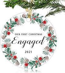 A Christmas Wedding 2021 Buy Nurionss Our First Christmas Engaged Ornaments 2021 Christmas Wedding Decoration Gift For Couple Newlywed Married 2 85 Ceramic Ornament Engaged 8 Online In Japan B08p589rsw