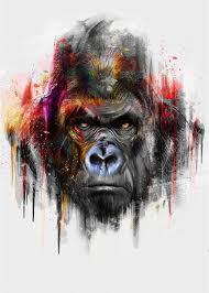Gorilla Alpha Series Metal Poster Emiliano Morciano Displate In 2020 Monkey Art Gorillas Art Animal Posters