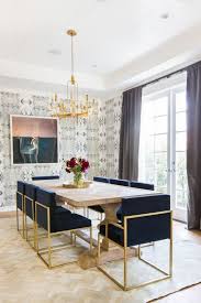 Gold Accent Chairs Are The Perfect Addition To This Hollywood Glam Place Home Decor Classic Dining Room Dining Room Design Dining Room Wallpaper