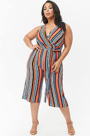 Black And White Striped Romper Plus Size Plus Size Crepe Multicolor Striped Surplice Palazzo Jumpsuit Macacao Feminino Longo Macacao Feminino Moda Para Gordinhas