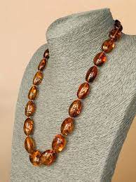 Very Large Bright Cognac Color Genuine Baltic Amber Necklace Etsy Amber Bead Necklace Baltic Amber Necklace Amber Necklace