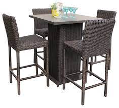 Conrad counter height table with 2 bar stools by ashley furniture. Venice Pub Table Set With Barstools 5 Piece Outdoor Wicker Patio Furniture Tropical Outdoor Pub And Bistro Sets By Burroughs Hardwoods Inc Houzz