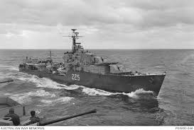 Here sydney experienced her first action when she took part in the bombardment of bardia on 21 june 1940 in company with the british cruisers orion and neptune , the destroyers hms dainty , decoy , hasty, hmas stuart and the french battleship lorraine. Royal Canadian Navy V Class Destroyer Hmcs Sioux Photographed From Hmas Sydney Iii Probably In Australian War Memorial