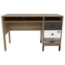 Poignées et pietement en métal noir. Bureau 120 Cm Oldy Vente De Bureau Conforama