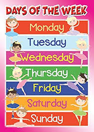 Days Of The Week Poster School Educational Wall Chart Girls Kids A4 Or A3 A3 297x420mm
