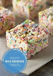 Super Fruity Rice Treats Recipe Fun Treats For Spanish Class Easter Treats Rice Crispy Treats Unicorn Party