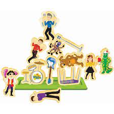Balance Your Piece Carefully And Don T Let It Fall Includes 12 Chunky Double Sided Wooden Pieces With All Your Favourite Wiggle The Wiggles Wag The Dog Wiggle