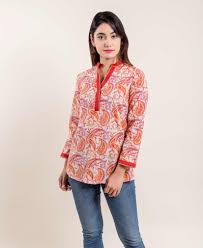 Thank you for visiting my page and checking out my designs! Orange Paisley Designs Printed Ethnic Short Tops Missprint India
