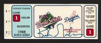 1988 World Series Game 1 Ticket Stub Signed By Kirk Gibson Kirk Gibson 1988 World Series World Series