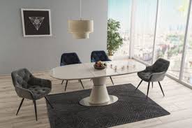 Maybe you would like to learn more about one of these? Casa Padrino Luxury Dining Table White Matt White Silver 160 210 X 90 X H 76 Cm Modern Oval Extendable Kitchen Table With Ceramic Plates In Marble Look Kitchen Furniture
