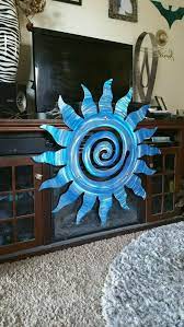 Metal Wall Hanging Sun Wall Art Abstract Metal Wall Decor Indoor Outdoor Artwork Ebay Outdoor Metal Wall Art Black Metal Wall Art Blue Wall Art