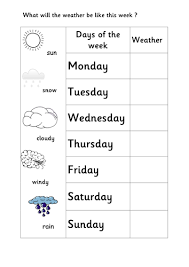 Differentiate the 2 days of the weekend from the 5 weekdays. Weather Chart Teaching Resources