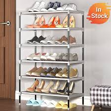 Simple Multilayer Shoe Rack Non Woven Iron Assembled Shoe Cabinet Hallway Dustproof Shoe Orga In 2020 Living Room Shelves Living Room Organization Shoe Rack With Shelf