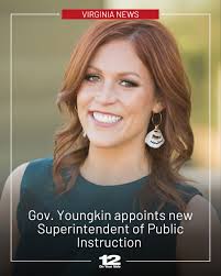 Emily Anne Gullickson is Virginia's new State Superintendent of Schools.  She had been Acting Superintedent for the past two weeks after Lisa Coons  abruptly resigned. Story:  https://www.12onyourside.com/2025/03/27/gov-youngkin-appoints-new ...