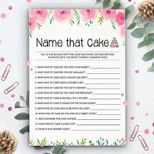 Name That Cake Game Bridal Shower Games Instant Download Etsy Wedding Quiz Printable Bridal Shower Games Bridal Party Games
