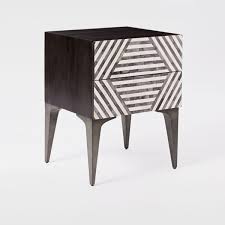 Black And White Bone Inlay Side Table Bone Inlay Nightstand White Tiles Design Bone Inlay Side Table Bone Inlay Furniture Furniture