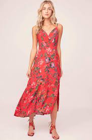 Wear Your Favorite Flowers All Summer Long This Romantic Midi Dress Features A Plunging Neckline That Leads To A G Floral Midi Dress Midi Dress Summer Dresses