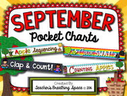 September Pocket Charts Four Math And Literacy Pocket Charts For September