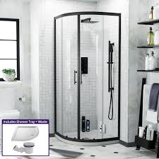 Learn how to tile a shower base with this guide from bunnings. Black Quadrant Corner Shower Cubicle Modern 800 X 800 Enclosure Tray Saturn Ebay