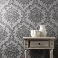 Tons of awesome red texture wallpapers to download for free. Tulsa Damask Wallpaper Crown Black Charcoal Grey Textured Glitter Classic Ebay