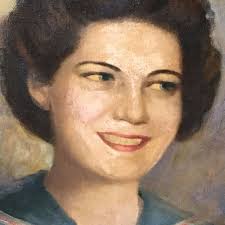 Unusual mid-century oil painting portrait woman by Celaya Winkler Calif b.  1902