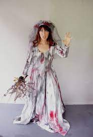 Zombie Bride Costume Scary Wedding Bride Halloween Costume Etsy Zombie Bride Costume Bride Costume Zombie Bride