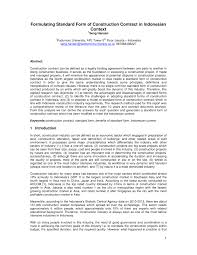 There are four standard forms of contract in use in the malaysian's construction industry, namely pertubuhan akitek malaysia (pam) standard form of contract Pdf Formulating Standard Form Of Construction Contract In Indonesian Context