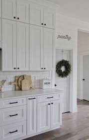 White kitchens get a personality update when accented with a colorful tile backsplash. 63 Trendy Kitchen Black Hardware Gray Cabinets White Shaker Kitchen Cabinets White Shaker Kitchen Modern Kitchen Cabinets