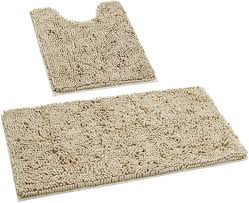 Bath mats are one of the simplest ways to make a bathroom actually feel like your own. Buy Homeideas 2 Pieces Bathroom Rugs Set Beige Ultra Soft Non Slip Bath Rug Absorbent Chenille Bath Mat Plush Bathroom Carpets Mats For Bathroom Tub Shower Online In Indonesia B089vxgdmj