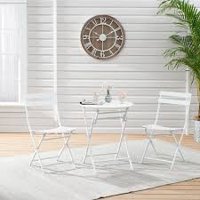 Mainstays 3 Piece White Folding Bistro Table And Chair Set Walmart Com Bistro Table Table And Chair Sets Outdoor Furniture Sets