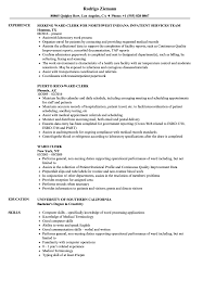 ward clerk resume samples velvet jobs