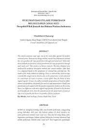 PDF) HUKUMAN BAGI PELAKU PERKOSAAN MELALUI ANUS (ANAL SEX): PERSPEKTIF  FIKIH JINAYAH DAN HUKUM PIDANA INDONESIA