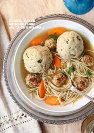 Moisten the edges and seal around the meatball. Matzo Ball Soup With Chicken Meatballs Foodiecrush