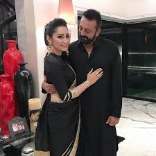 Sanjay Dutt And Maanayata Dutt Are Looking Super Cute In All Black Saree Bollywood Couples Chiffon Saree