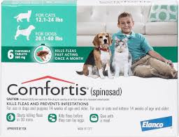 Comfortis Chewable Tablets For Dogs 20 1 40 Lbs Cats 12 1 24 1 Lbs 6 Treatments Green Box