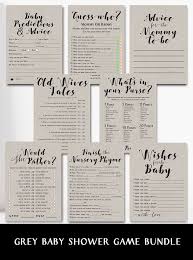 Video games are also a great way to incorporate baby shower games for men at coed showers. Grey Modern Baby Shower Game Bundle Printabell Express
