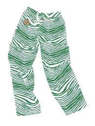 Notre Dame Fighting Irish Zubaz Kelly Green White Vintage Style Zebra Pants Sporting Up