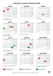 Festivos nacionales y calendario laboral en cada una de las comunidades autónomas. Calendario Laboral Vizcaya 2020 Para Imprimir