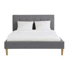 Wooden 160 X 200 Bed Grey Brent Maisons Du Monde Lit Maison Du Monde Lit Capitonne Tissu Gris