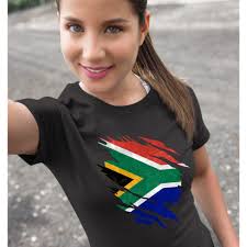 South Africa Torn Flag T Shirt for Women, South African Flag Womens T  Shirt, Her Gifts for Sports Event