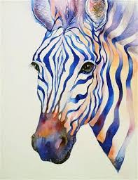 Daily Paintworks Intense Blue Zebra Original Fine Art For Sale C Arti Chauhan Goruntuler Ile Afrika Fil Tablolar Hayvan